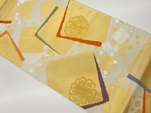 色紙散らしに花模様織出し袋帯